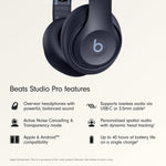 Beats Studio Pro Premium Wireless Over-Ear Headphones- Up to 40-Hour Battery Life, Active Noise Cancelling, Great for Travel & Commuting, USB-C Lossless Audio, Apple & Android Compatible - Navy