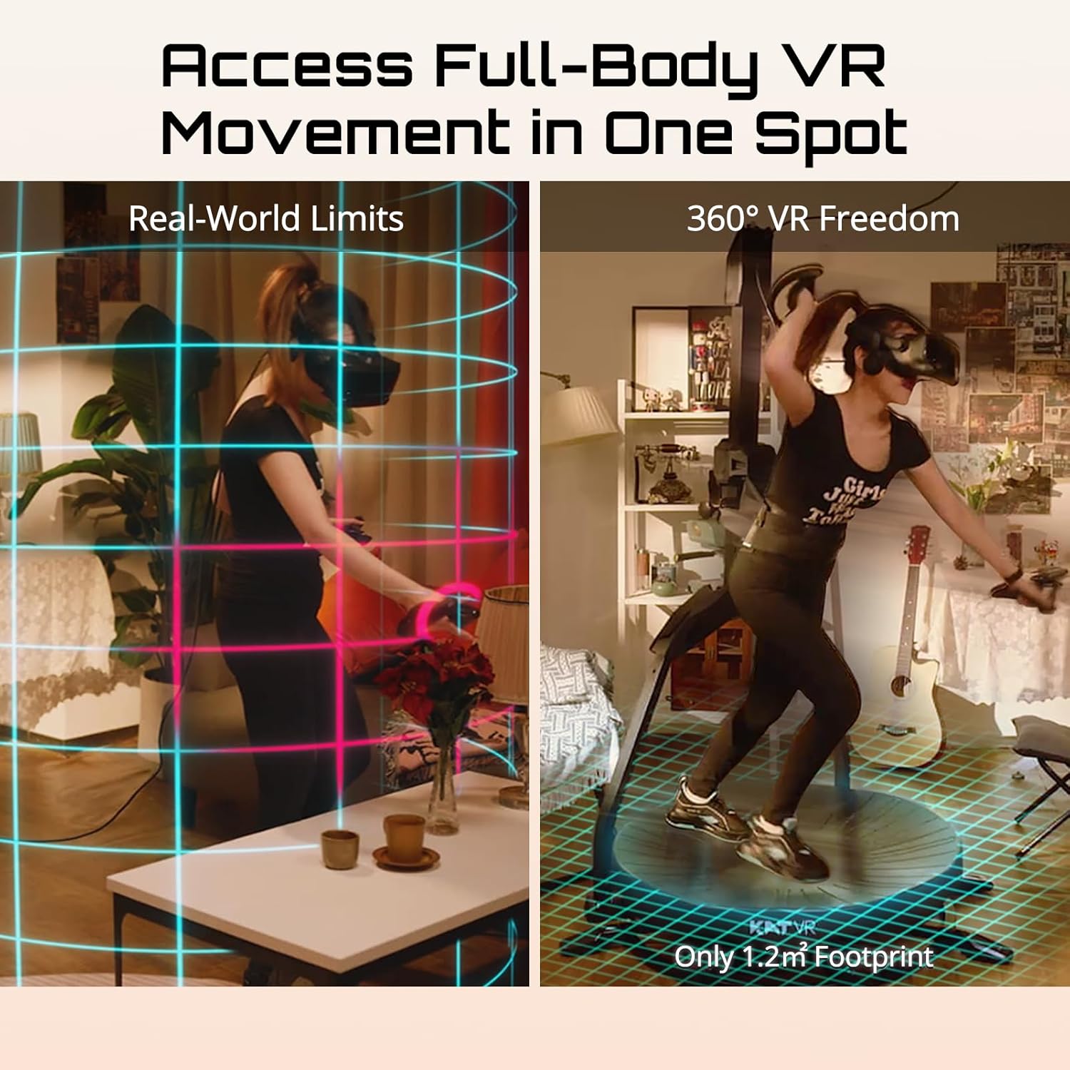 KAT Walk C2 VR Series | 360° Omnidirectional Walking Pad & Accessories for Immersive VR Gaming & Fitness | Compatible with SteamVR, Quest, Oculus | Core | US Size 9.5