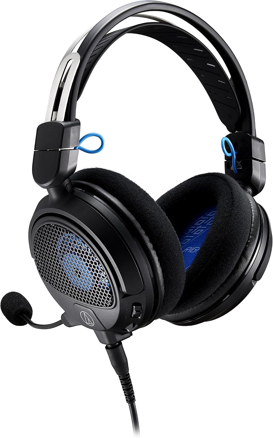 Audio-Technica ATH-GDL3BK Open-Back Wired Gaming Headset - Black/Blue with an Additional 1 Year Extended Amber Protection (2022)