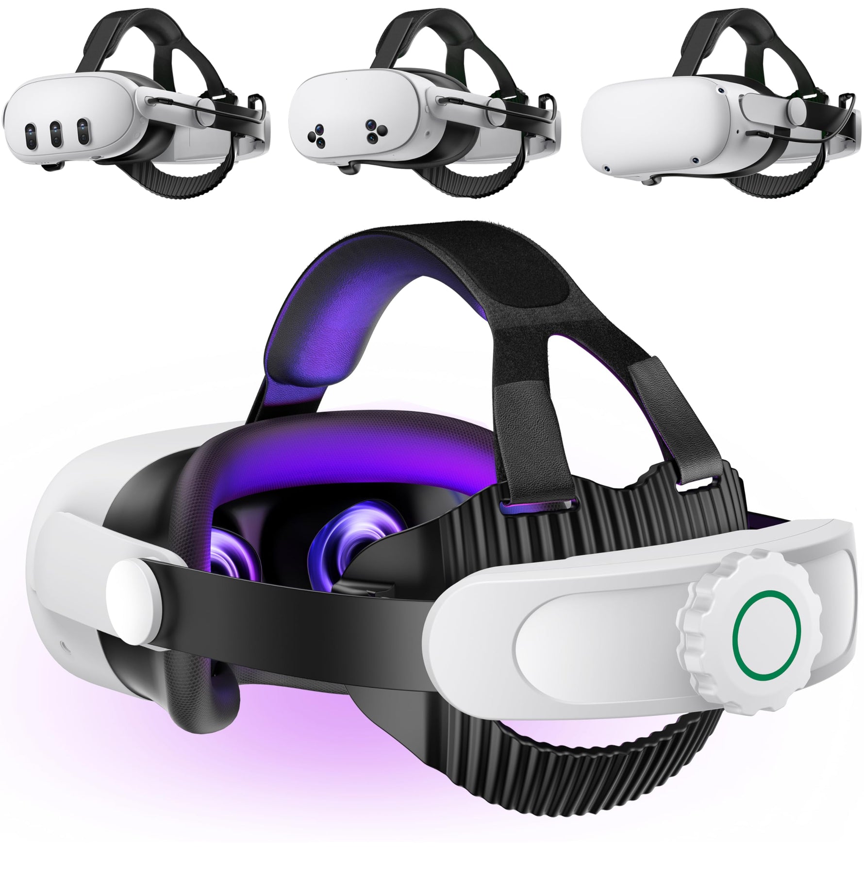 Battery Head Strap Compatible with Oculus Meta Quest 3S/3/2,10000mAh Battery VR Headset Strap Enhanced Support and Comfort, Adjustable Elite Strap Replacement- MV1001