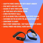 JBL Endurance Peak 4 - True Wireless Noise Cancelling Sport Earbuds, Up to 48Hrs Total Playback, Water & dust Proof (IP68), Secure fit with TwistLock™ Design, & 6 mics for Perfect Calls (Black/Grey)